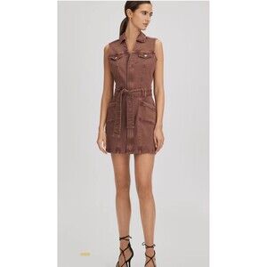 PAIGE Kelsee Sleeveless Mini Dress Sz 4  Denim Vitage Brunette